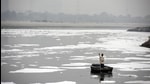 Representational image. A man rows a boat in the heavily polluted waters of the Yamuna River. (Biplov Bhuyan/HT PHOTO)
