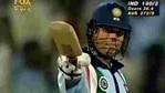 Sachin Tendulkar after hitting a hundred at Sharjah.(Twitter) Sachin Tendulkar after hitting a hundred at Sharjah.(Twitter)