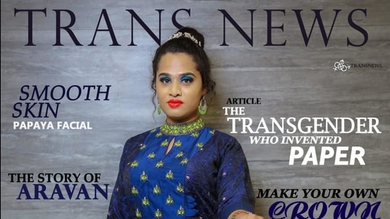 A Trans News cover. “Its most special attribute,” says editor Priya Babu, “is that the models for all the photos used with the stories are transgender people.” A Trans News cover. “Its most special attribute,” says editor Priya Babu, “is that the models for all the photos used with the stories are transgender people.”
