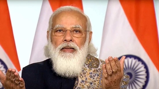 Prime Minister Narendra Modi virtually launches pan-India rollout of COVID-19 vaccination drive, in New Delhi, Saturday, Jan. 16, 2021. (PTI Photo) Prime Minister Narendra Modi virtually launches pan-India rollout of COVID-19 vaccination drive, in New Delhi, Saturday, Jan. 16, 2021. (PTI Photo)