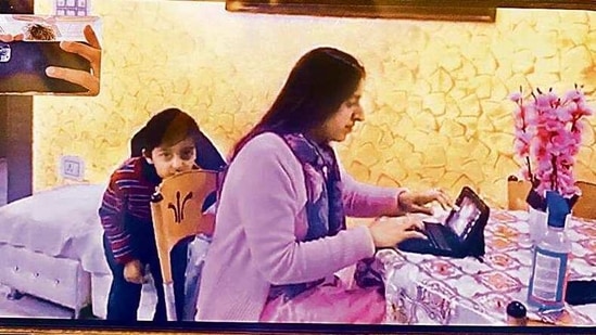 Today she shares a poem she wrote when brother, Vikas, was starting a new life in Europe. (While posing for a snap, her younger son, Samarth, tiptoes from behind, and photo-bombs the portrait.) Today she shares a poem she wrote when brother, Vikas, was starting a new life in Europe. (While posing for a snap, her younger son, Samarth, tiptoes from behind, and photo-bombs the portrait.)