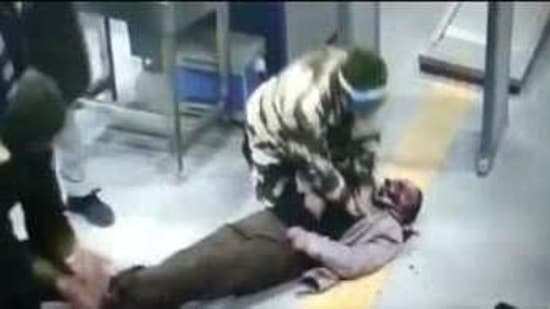 CCTV footage of the incident where a CISF official pressed into action after a passenger fell down at Dabri More Metro station, New Delhi. (Photo: @CISFHQrs)