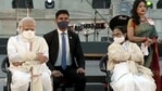 It was a rare joint appearance of Prime Minister Narendra Modi and West Bengal Chief Minister Mamata Banerjee at Parakram Divas celebration at Kolkata's Victoria Memorial on the occasion of Netaji's 125th birth anniversary.(ANI) It was a rare joint appearance of Prime Minister Narendra Modi and West Bengal Chief Minister Mamata Banerjee at Parakram Divas celebration at Kolkata's Victoria Memorial on the occasion of Netaji's 125th birth anniversary.(ANI)