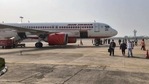 The Air India flight from Goa landing at Agra Airport on Saturday before flying to Delhi. (HT PHOTO). The Air India flight from Goa landing at Agra Airport on Saturday before flying to Delhi. (HT PHOTO).