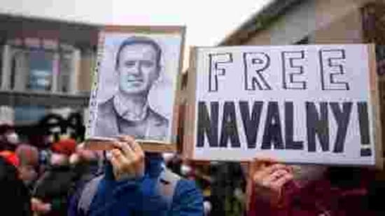 Navalny was arrested on Jan. 17 when he returned to Moscow from Germany, where he had spent five months recovering from a severe nerve-agent poisoning that he blames on the Kremlin and which Russian authorities deny.(AP Photo) Navalny was arrested on Jan. 17 when he returned to Moscow from Germany, where he had spent five months recovering from a severe nerve-agent poisoning that he blames on the Kremlin and which Russian authorities deny.(AP Photo)