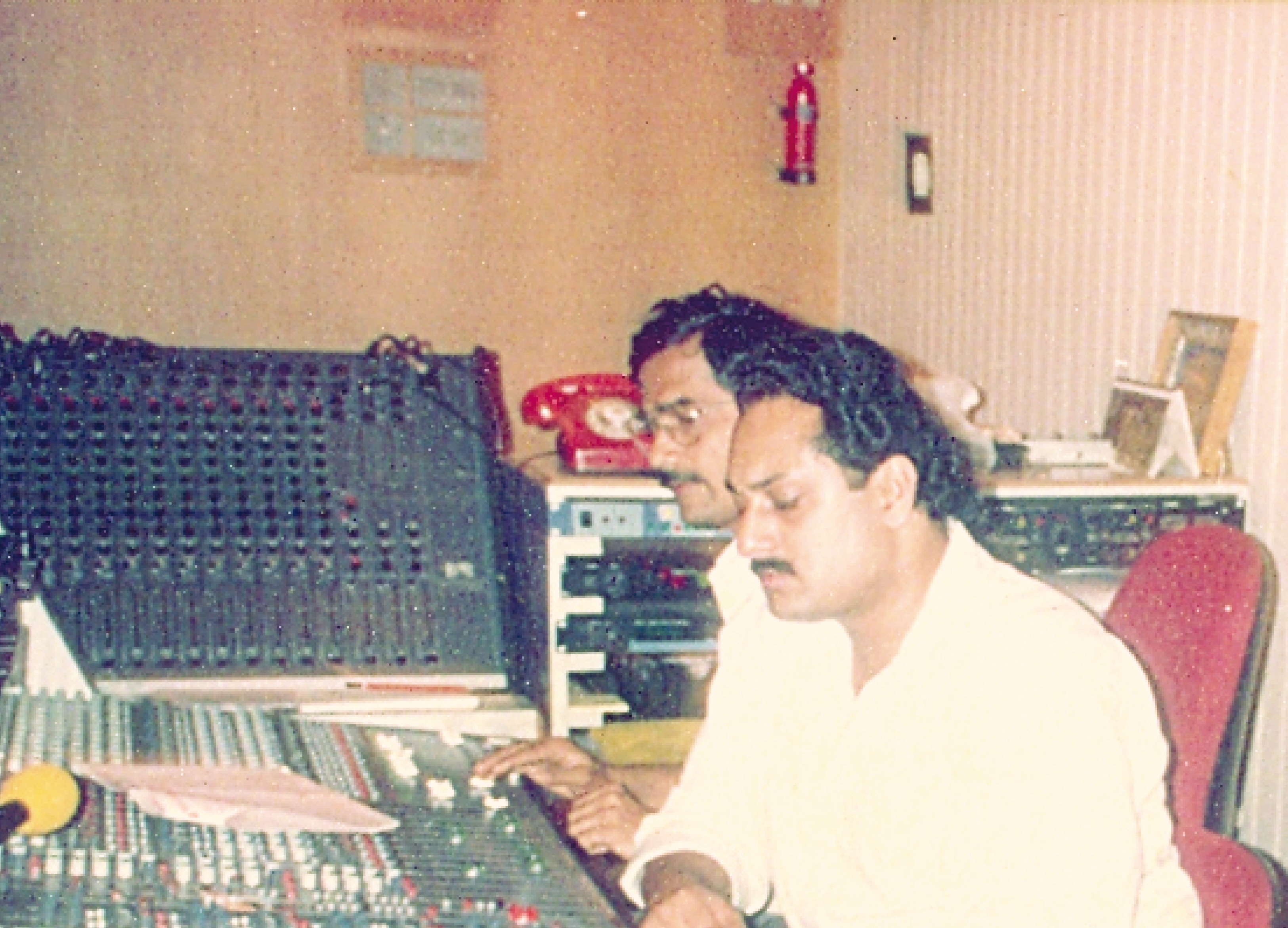 The singer-composer at the mixing session of a Hindi pop song The singer-composer at the mixing session of a Hindi pop song