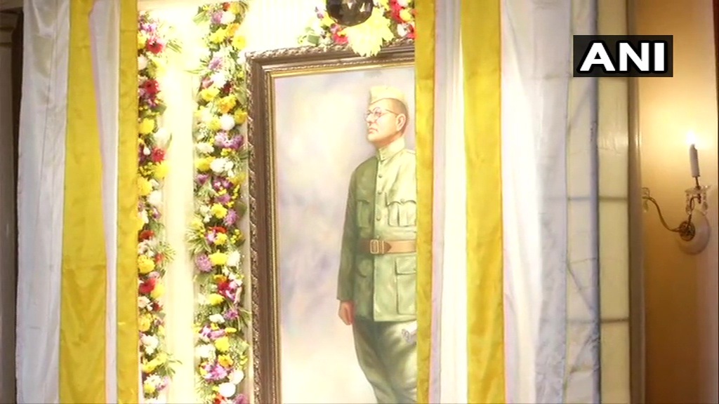 West Bengal governor Jagdeep Dhankhar unveiled Bose's portrait at Raj Bhawan in Kolkata. (ANI)