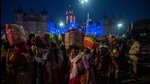 Farmers who have been walking from Nashik, to participate in a rally on January 26, reached CSMT on Sunday, January 24, 2021. (Pratik Chorege/HT Photo) Farmers who have been walking from Nashik, to participate in a rally on January 26, reached CSMT on Sunday, January 24, 2021. (Pratik Chorege/HT Photo)