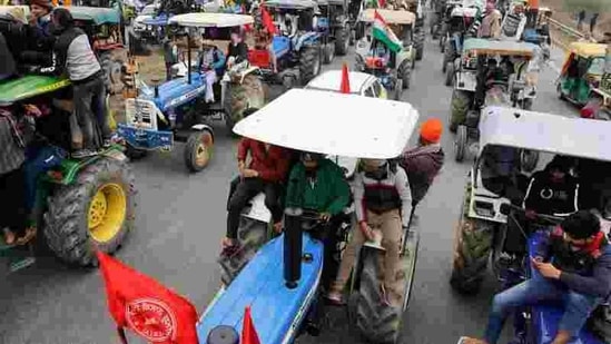 Farmers set to participate in a tractor rally to protest against the newly passed farm laws, in New Delhi. (Reuters File Photo )