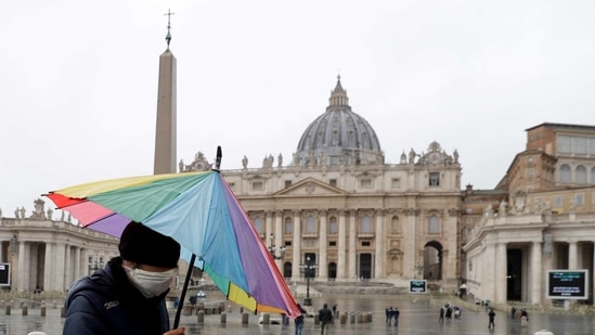 A man walks past an almost empty St. Peter's Square at the Vatican, Sunday, Jan. 24, 2021. Ailing Pope Francis, making limited public appearances due to persistent pain, drew attention to the plight of homeless people in winter, including a Nigerian man who froze to death not far from the Vatican. (AP) A man walks past an almost empty St. Peter's Square at the Vatican, Sunday, Jan. 24, 2021. Ailing Pope Francis, making limited public appearances due to persistent pain, drew attention to the plight of homeless people in winter, including a Nigerian man who froze to death not far from the Vatican. (AP)