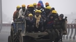 Construction workers travelling on a winter morning amid heavy fog, in Noida. (Sunil Ghosh / Hindustan Times) Construction workers travelling on a winter morning amid heavy fog, in Noida. (Sunil Ghosh / Hindustan Times)