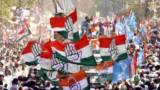 Congress party flags waved at rallies.(File photo) Congress party flags waved at rallies.(File photo)