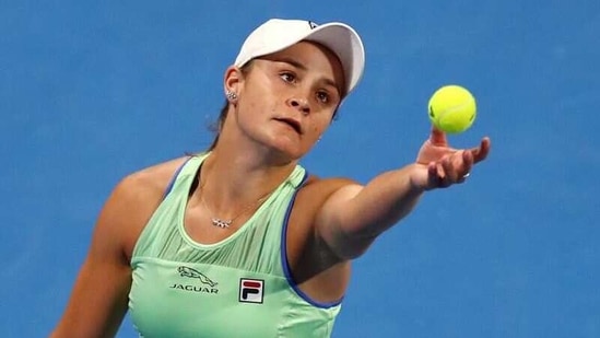 Australia's Ashleigh Barty in action during her semi-final match against Czech Republic's Petra Kvitova.(REUTERS)