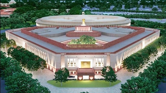 The proposed model of the new Parliament. (PTI) The proposed model of the new Parliament. (PTI)