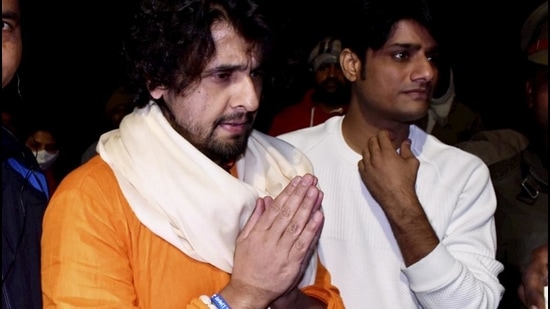 Singer Sonu Nigam in Ayodhya, Sunday. (PTI) Singer Sonu Nigam in Ayodhya, Sunday. (PTI)