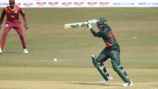 Bangladesh's Shakib Al Hasan (R) plays a shot during the third and final one day international (ODI) cricket match between Bangladesh and West Indies at the Zohur Ahmed Chowdhury Stadium in Chittagong on January 25, 2021. (Photo by Munir Uz zaman / AFP)(AFP) Bangladesh's Shakib Al Hasan (R) plays a shot during the third and final one day international (ODI) cricket match between Bangladesh and West Indies at the Zohur Ahmed Chowdhury Stadium in Chittagong on January 25, 2021. (Photo by Munir Uz zaman / AFP)(AFP)