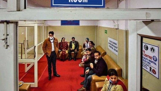 Frontline health workers waiting in an observation room after receiving the first shot of the Covishield coronavirus vaccine at Rajiv Gandhi Super Speciality Hospital, in New Delhi. (Amal KS/ Hindustan Times) Frontline health workers waiting in an observation room after receiving the first shot of the Covishield coronavirus vaccine at Rajiv Gandhi Super Speciality Hospital, in New Delhi. (Amal KS/ Hindustan Times)