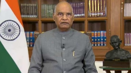 President Ram Nath Kovind addressing the nation on the eve of Republic Day on Monday.(ANI Photo) President Ram Nath Kovind addressing the nation on the eve of Republic Day on Monday.(ANI Photo)