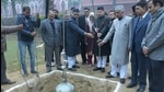 The time capsule was buried 30 feet deep in the park opposite Victoria Gate during Republic Day celebrations to mark the university’s eventful centenary year on Tuesday. (HT Photo) The time capsule was buried 30 feet deep in the park opposite Victoria Gate during Republic Day celebrations to mark the university’s eventful centenary year on Tuesday. (HT Photo)