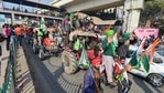 Farmers participate in tractor rally near Nangloi in New Delhi on Tuesday.(PTI Photo) Farmers participate in tractor rally near Nangloi in New Delhi on Tuesday.(PTI Photo)