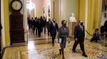 Clerk of the House Cheryl Johnson along with acting House Sergeant-at-Arms Tim Blodgett lead the Democratic House impeachment managers as they walk through the Capitol Hill to deliver to the Senate the article of impeachment alleging incitement of insurrection against former president Donald Trump, in Washington, DC on January 25, 2021. (AP) Clerk of the House Cheryl Johnson along with acting House Sergeant-at-Arms Tim Blodgett lead the Democratic House impeachment managers as they walk through the Capitol Hill to deliver to the Senate the article of impeachment alleging incitement of insurrection against former president Donald Trump, in Washington, DC on January 25, 2021. (AP)
