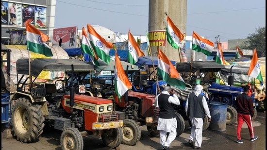 Farmers ahead of their tractor rally on Republic Day, at Tikri border in Delhi on January 25. (ANI) Farmers ahead of their tractor rally on Republic Day, at Tikri border in Delhi on January 25. (ANI)