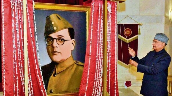 President Ram Nath Kovind unveiled the portrait of Netaji Subhas Chandra Bose on Sunday. (Twitter) President Ram Nath Kovind unveiled the portrait of Netaji Subhas Chandra Bose on Sunday. (Twitter)