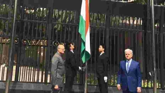 In Beijing, Ambassador Vikram Misriread out President Ram Nath Kovind's address to the nation. (Photo Courtesy: Indian embassy in China) In Beijing, Ambassador Vikram Misriread out President Ram Nath Kovind's address to the nation. (Photo Courtesy: Indian embassy in China)