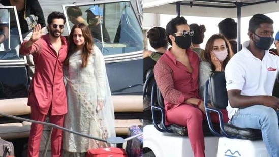 Varun Dhawan and Natasha Dalal were inseparable as they left the wedding venue to return to Mumbai.
