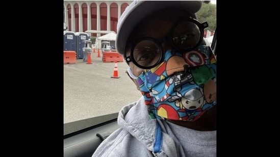 The face-covering featured cartoon images of some of the heroes including the insanely popular fictional character -- the Hulk and Captain America.(Instagram/@samuelljackson)