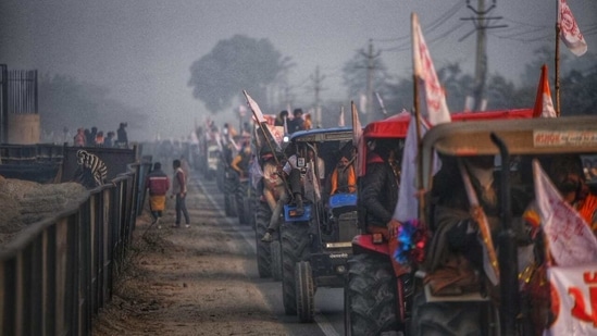 Tractors all set for their Republic Day march at Singhu border. (Photo: HT/Amal KS) Tractors all set for their Republic Day march at Singhu border. (Photo: HT/Amal KS)