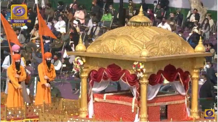 Based on the theme '400th Birth Anniversary of Sri Guru Tegh Bahadur', the trailer also showed Gurdwara Sri Rakab Ganj Sahib, the site of cremation of Guru Tegh Bahadur. Based on the theme '400th Birth Anniversary of Sri Guru Tegh Bahadur', the trailer also showed Gurdwara Sri Rakab Ganj Sahib, the site of cremation of Guru Tegh Bahadur.