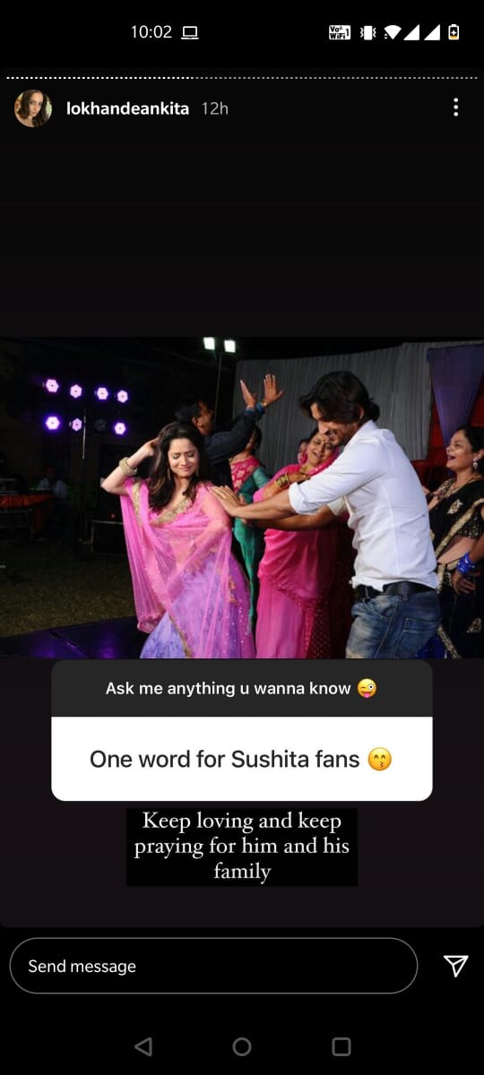 Ankita Lokhande's Instagram story. Ankita Lokhande's Instagram story.