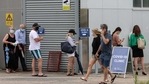 People wait in line at a coronavirus disease testing clinic at Mona Vale Hospital in the wake of a new outbreak in the Northern Beaches area of Sydney, Australia(REUTERS) People wait in line at a coronavirus disease testing clinic at Mona Vale Hospital in the wake of a new outbreak in the Northern Beaches area of Sydney, Australia(REUTERS)