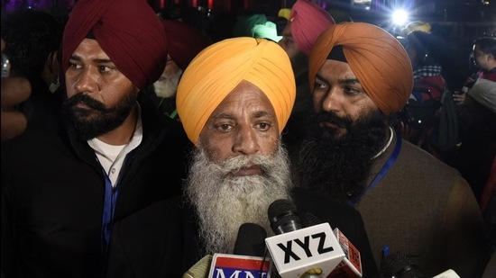 Gurnam Singh Chaduni speaks to media after meeting Union agriculture minister Narendra Singh Tomar over the new farm laws, at Vigyan Bhawan, in New Delhi, earlier in January. (Biplov Bhuyan/HT file) Gurnam Singh Chaduni speaks to media after meeting Union agriculture minister Narendra Singh Tomar over the new farm laws, at Vigyan Bhawan, in New Delhi, earlier in January. (Biplov Bhuyan/HT file)