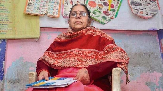 Anganwadi worker Sumitra Devi. (Anil Kumar Maurya/HT Photo) Anganwadi worker Sumitra Devi. (Anil Kumar Maurya/HT Photo)