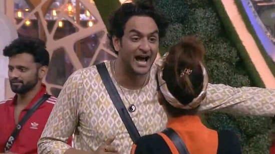 Vikas and Rubina during a fight.(Colors)
