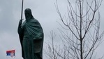 President Aleksandar Vucic’s allies say the 23-meter-high (75-foot-high), 70-ton bronze sculpture of the legendary founder of the Serbian state, Stefan Nemanja, placed on a gilded egg-shaped pedestal in downtown Belgrade will be a new landmark of the Serbian capital.(AP) President Aleksandar Vucic’s allies say the 23-meter-high (75-foot-high), 70-ton bronze sculpture of the legendary founder of the Serbian state, Stefan Nemanja, placed on a gilded egg-shaped pedestal in downtown Belgrade will be a new landmark of the Serbian capital.(AP)