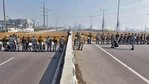 Security personnel at barricades put up at the Ghazipur border on Wednesday. (Sanjeev Verma/HT photo) Security personnel at barricades put up at the Ghazipur border on Wednesday. (Sanjeev Verma/HT photo)