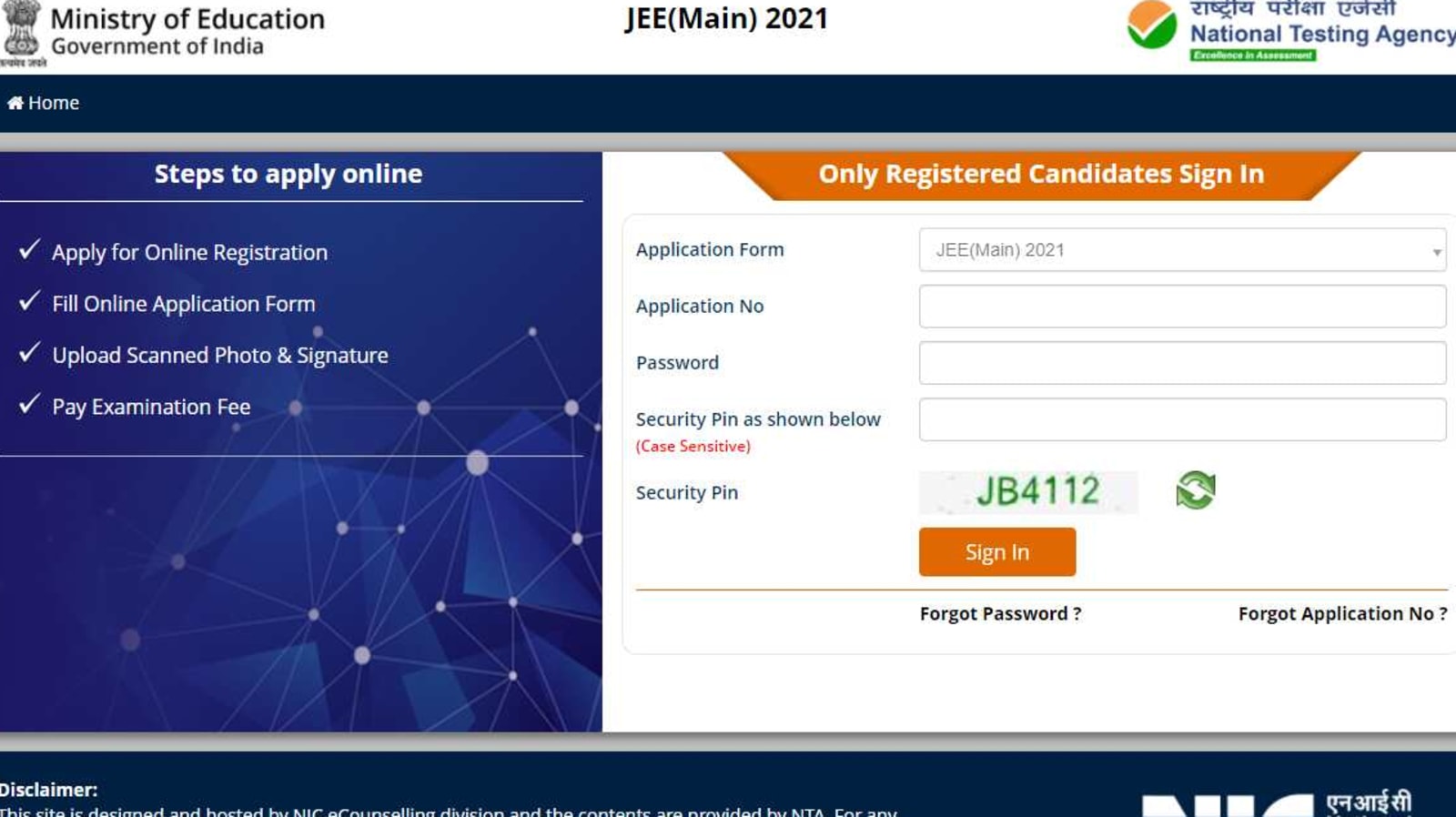 Jee Main 2021 Application Correction Window Opens At Jeemain Nta Nic ...