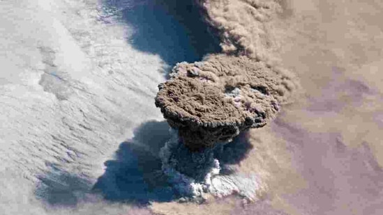 In June 2019, the volcano on Raikoke, part of the uninhabited Kuril Islands between Russia and Japan, erupted without warning spewing dust and ash into the sky. Luckily, the International Space Station was passing over the region, and was able to capture the drama before the ash cloud settled in a few minutes.(Photo courtesy NASA/ ISS; CEO)