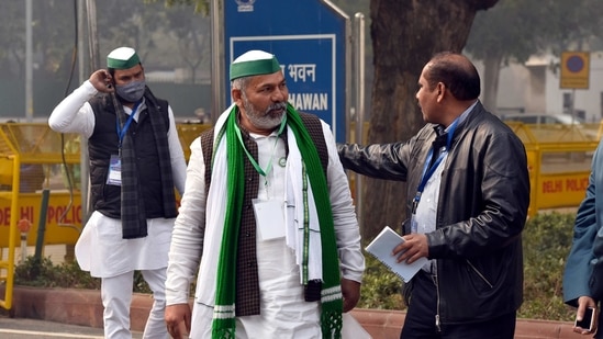 Rakesh Tikait and other members of a delegation representing farmers' unionsRakesh Tikait and other members of a delegation representing farmers' unions at Vigyan Bhavan on Friday. (Sanjeev Verma/ Hindustan Times) Rakesh Tikait and other members of a delegation representing farmers' unionsRakesh Tikait and other members of a delegation representing farmers' unions at Vigyan Bhavan on Friday. (Sanjeev Verma/ Hindustan Times)