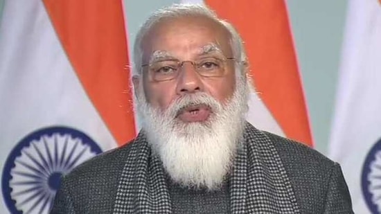 PM Modi addressing the Davos Dialogue on Thursday.(ANI Photo) PM Modi addressing the Davos Dialogue on Thursday.(ANI Photo)