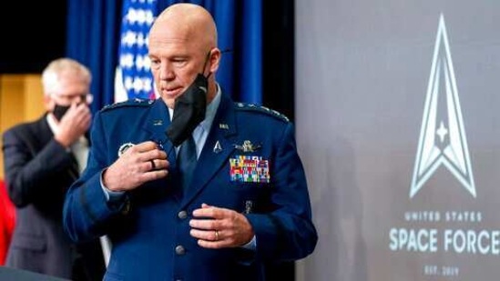 Chief of Space Operations at U.S. Space Force Gen. John Raymond takes the podium to speak at a ceremony to commemorate the first birthday of the U.S. Space Force at the Eisenhower Executive Office Building on the White House complex, Friday, Dec. 18, 2020, in Washington. (AP Photo/Andrew Harnik)(AP) Chief of Space Operations at U.S. Space Force Gen. John Raymond takes the podium to speak at a ceremony to commemorate the first birthday of the U.S. Space Force at the Eisenhower Executive Office Building on the White House complex, Friday, Dec. 18, 2020, in Washington. (AP Photo/Andrew Harnik)(AP)