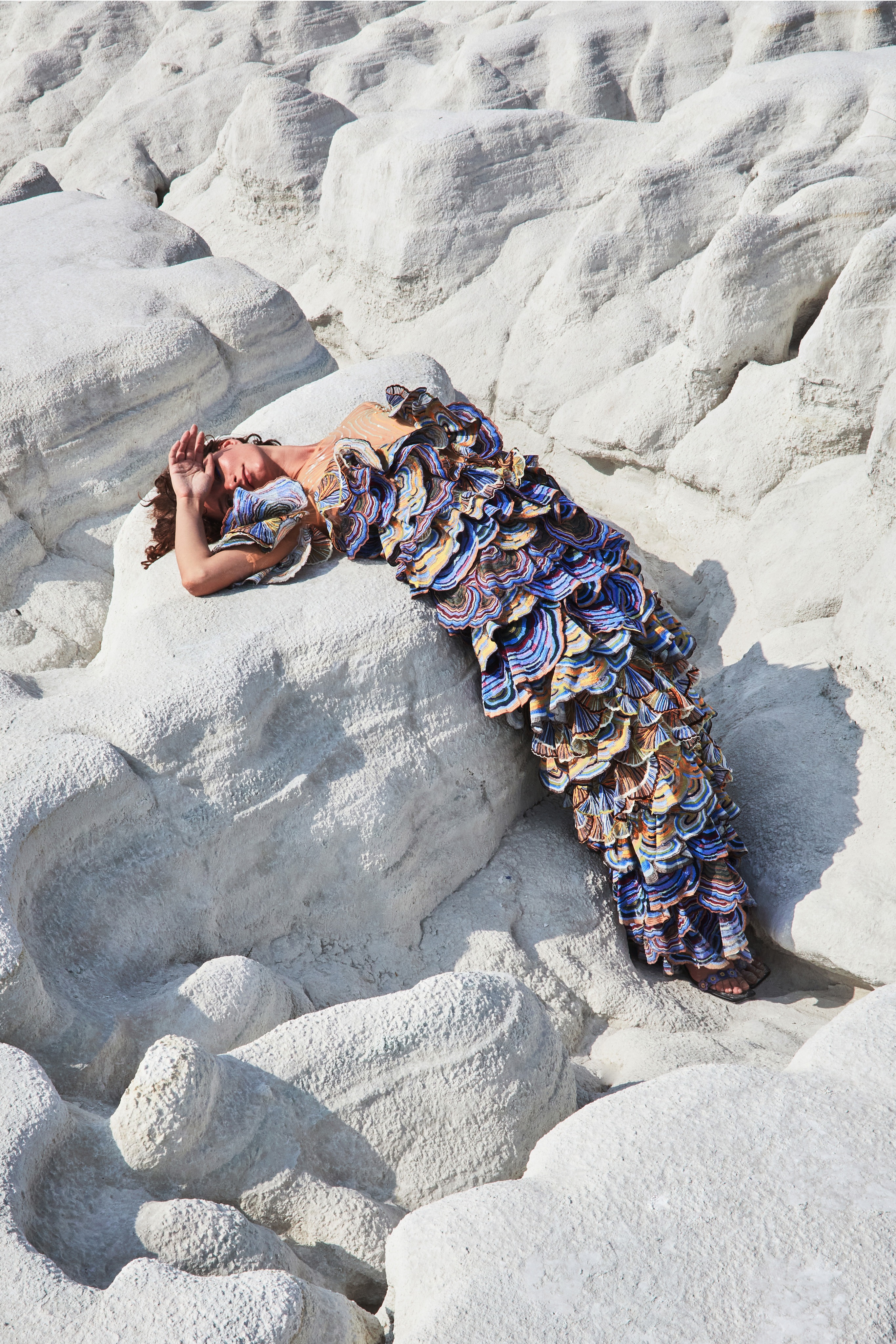 A model - the metaphor for Mother Nature cuts a fine silhouette in RM’s artisanal creation. (Photo: Instagram/RahulMishra_7) A model - the metaphor for Mother Nature cuts a fine silhouette in RM’s artisanal creation. (Photo: Instagram/RahulMishra_7)