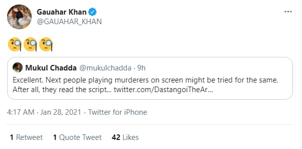 Gauahar Khan let emojis do the talking for her.