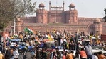 Many of the protesters reached the Red Fort and entered the 17th-century monument (PTI) Many of the protesters reached the Red Fort and entered the 17th-century monument (PTI)