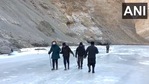 People who want to experience Chadar trek need to take rest for at least 24 hours followed by medical check-ups.(Twitter/@ANI) People who want to experience Chadar trek need to take rest for at least 24 hours followed by medical check-ups.(Twitter/@ANI)