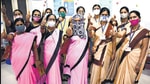 Healthworkers flash victory sign after being vaccinated in Thane in phase 2. (Praful Gangurde/HT photo) Healthworkers flash victory sign after being vaccinated in Thane in phase 2. (Praful Gangurde/HT photo)