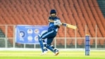 Karthik Kakade in action. (BCCI) Karthik Kakade in action. (BCCI)
